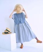 ハンドスモッキングコットンポプリン　2wayベスト